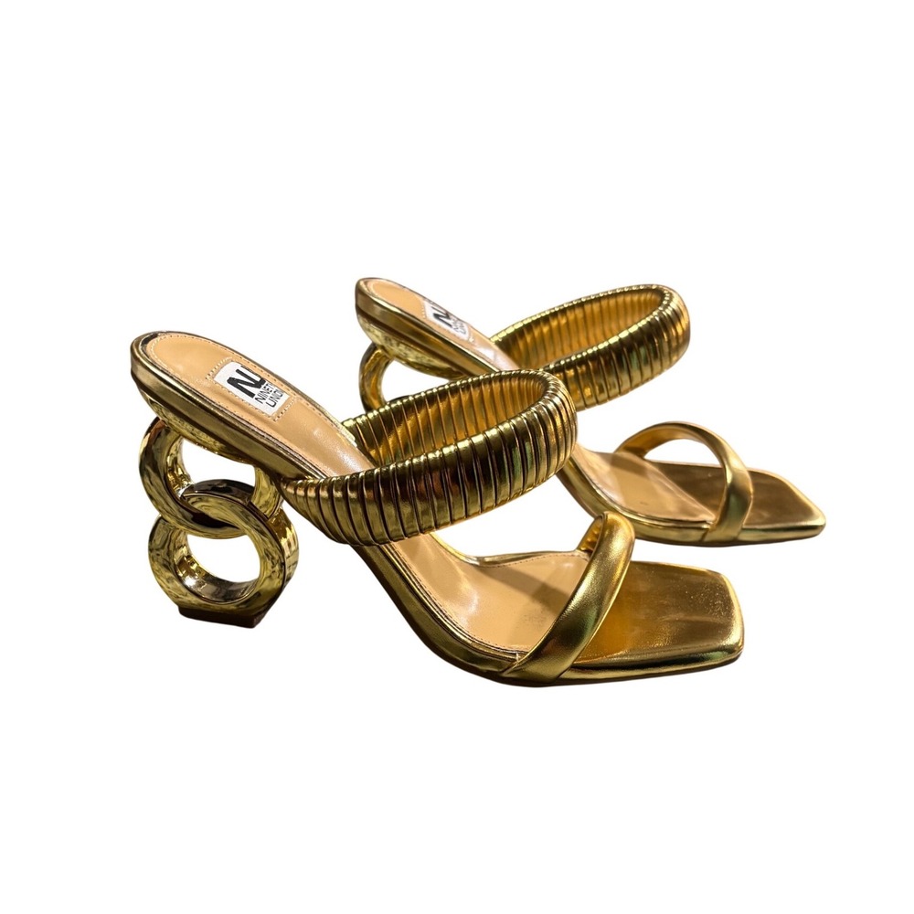 Ninety Union Raddle Sandal Women Size 8 Gold Sculptural Chain Heel
EUC